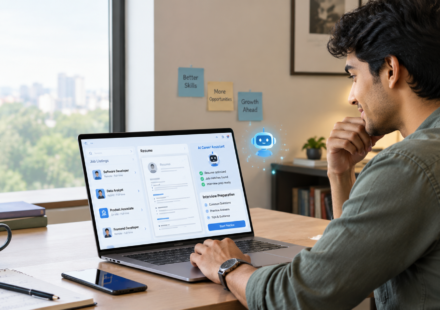 AI tools helping a job seeker search for jobs and improve a resume