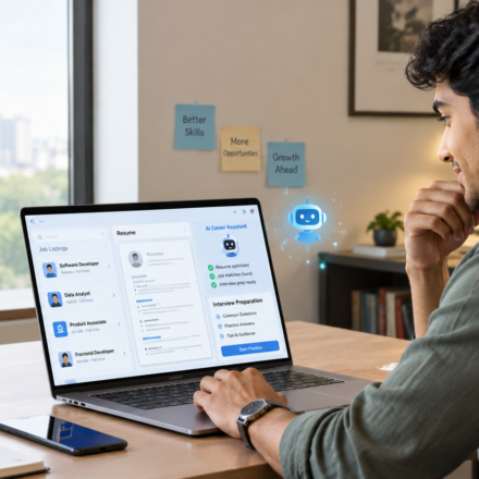 AI tools helping a job seeker search for jobs and improve a resume